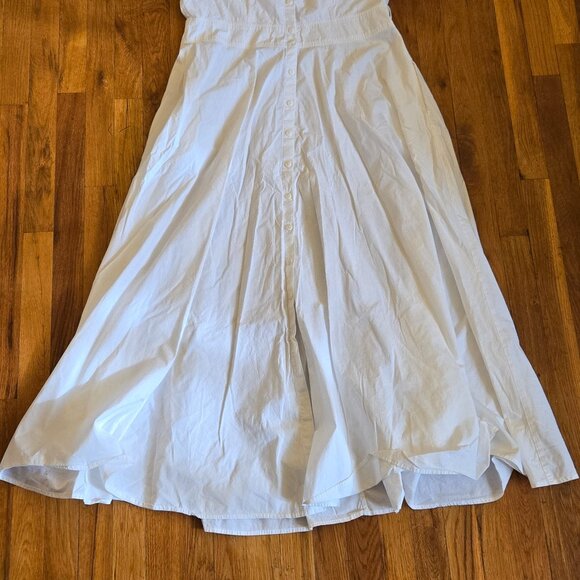 White Cotton Long Button-down Sleeveless Shirt Dress Size 16 - Picture 10 of 11